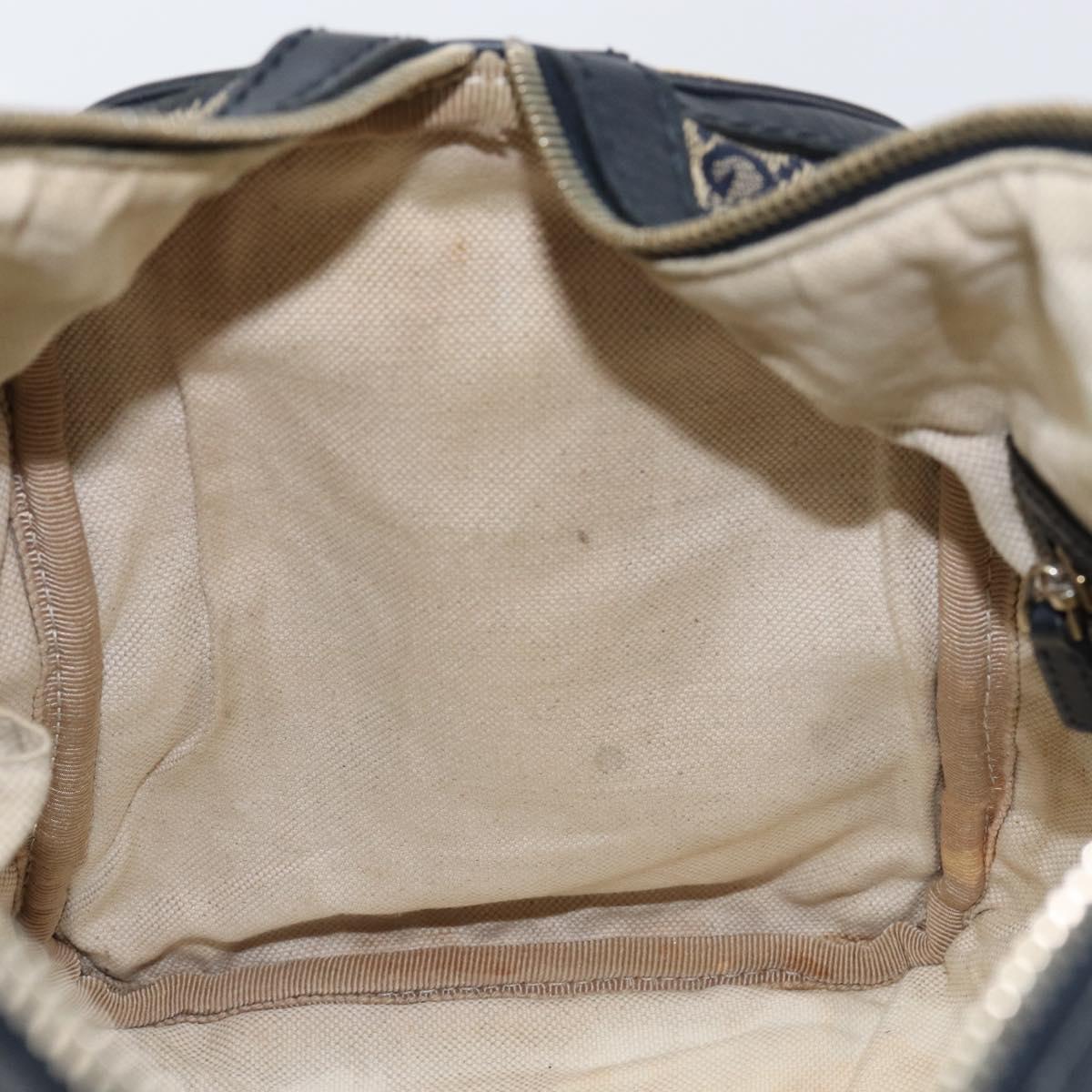 GUCCI GG Canvas Sherry Line Boston Bag 2way Navy Gold 247205 Auth 147483