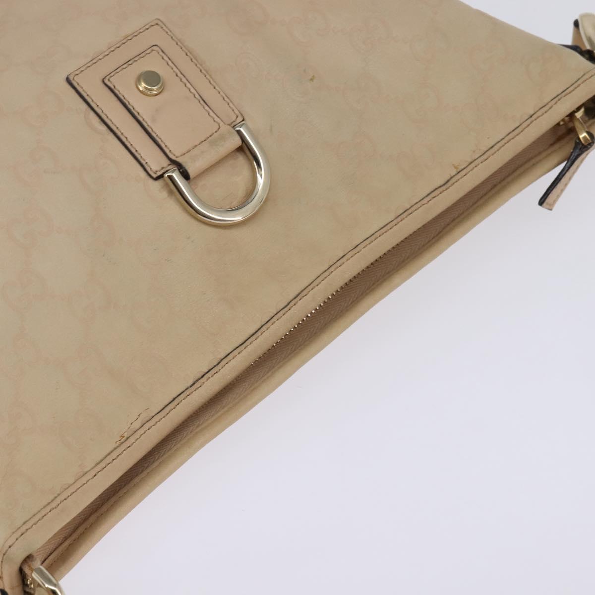 GUCCI GG Canvas Guccissima Abbey Bag Leather Beige Gold 131326 Auth 147484