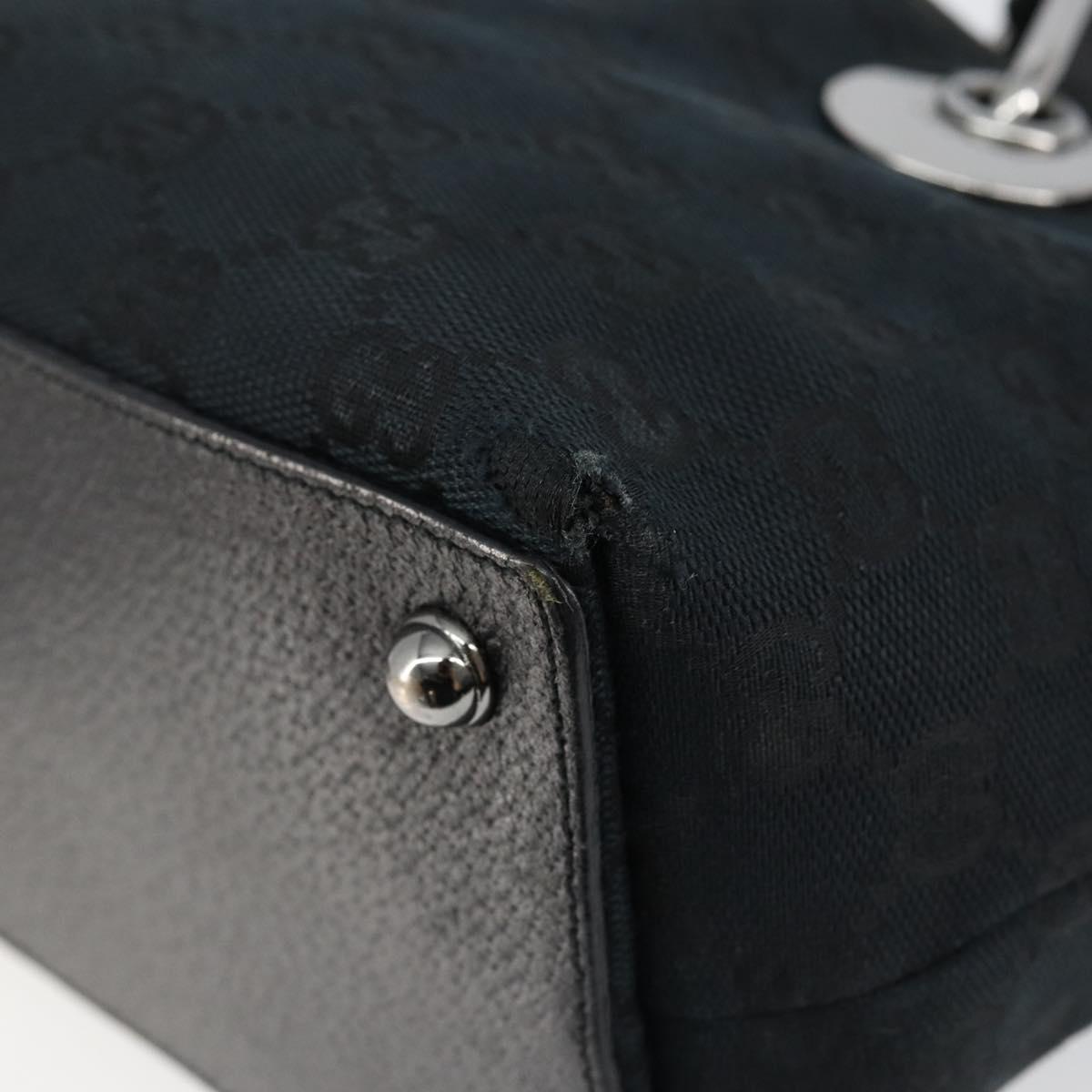 GUCCI GG Canvas Hand Bag Black Silver 120844 Auth 147485