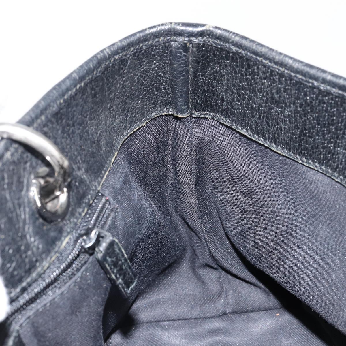 GUCCI GG Canvas Hand Bag Black Silver 120844 Auth 147485