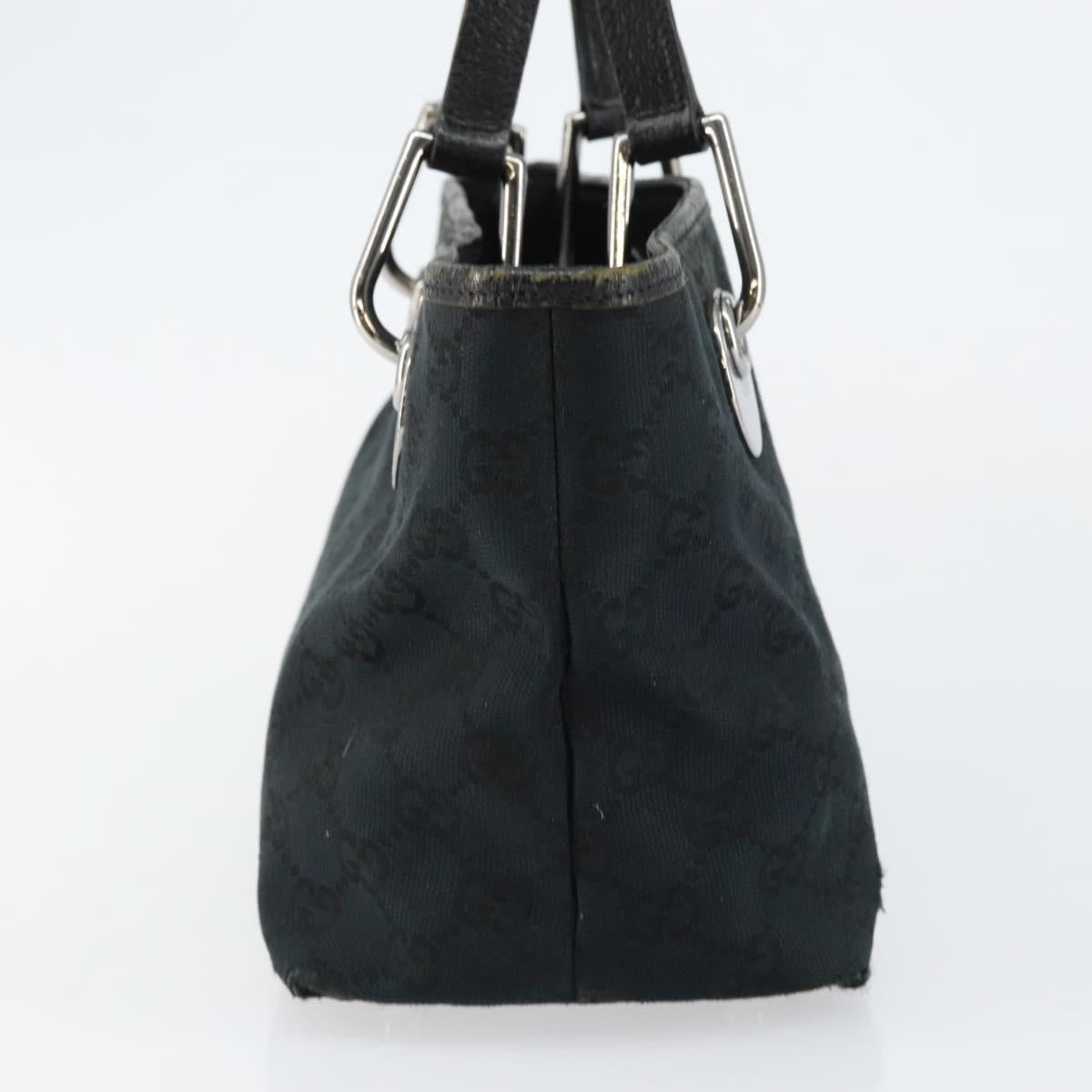 GUCCI GG Canvas Hand Bag Black Silver 120844 Auth 147485