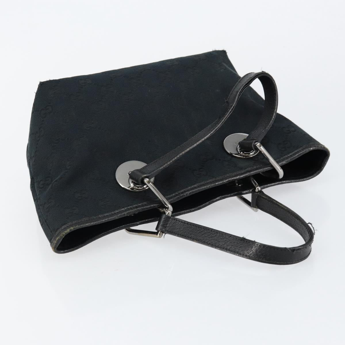 GUCCI GG Canvas Hand Bag Black Silver 120844 Auth 147485