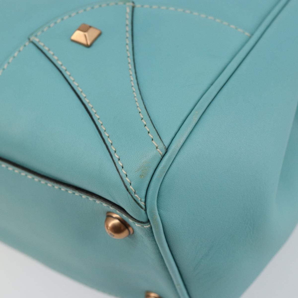 GUCCI New Jerky Shoulder Bag Leather Blue Gold 124407 Auth 147486