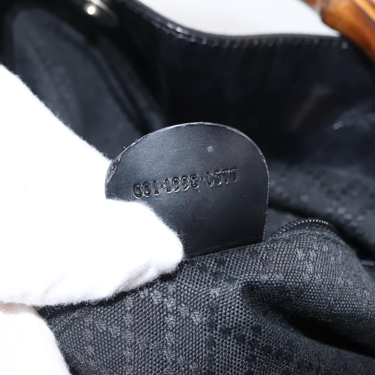 GUCCI Bamboo Hand Bag Nylon 2way Black Silver 001 1998 1577 Auth 147488