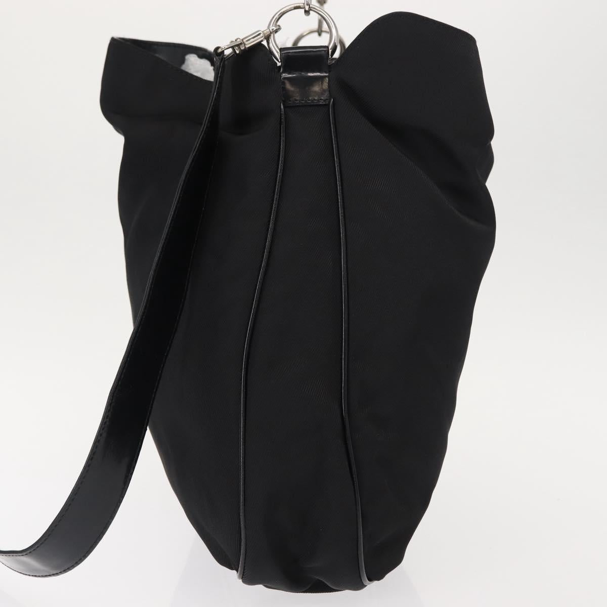 GUCCI Bamboo Hand Bag Nylon 2way Black Silver 001 1998 1577 Auth 147488