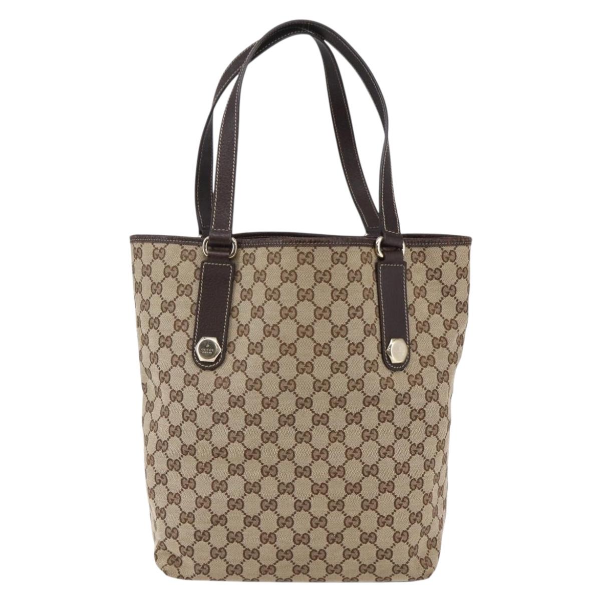 GUCCI GG Canvas Tote Bag Beige Gold 153009 Auth 147489