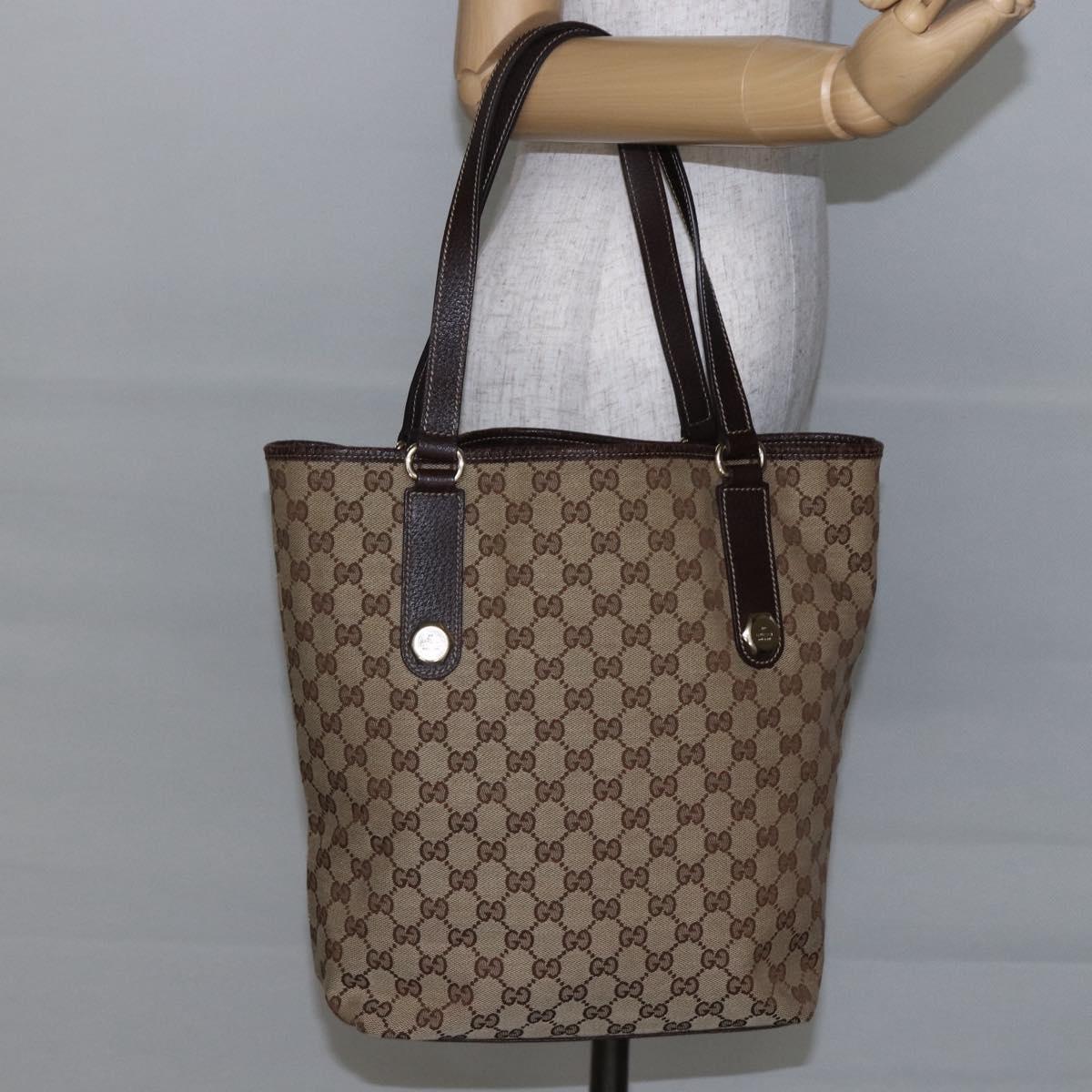 GUCCI GG Canvas Tote Bag Beige Gold 153009 Auth 147489