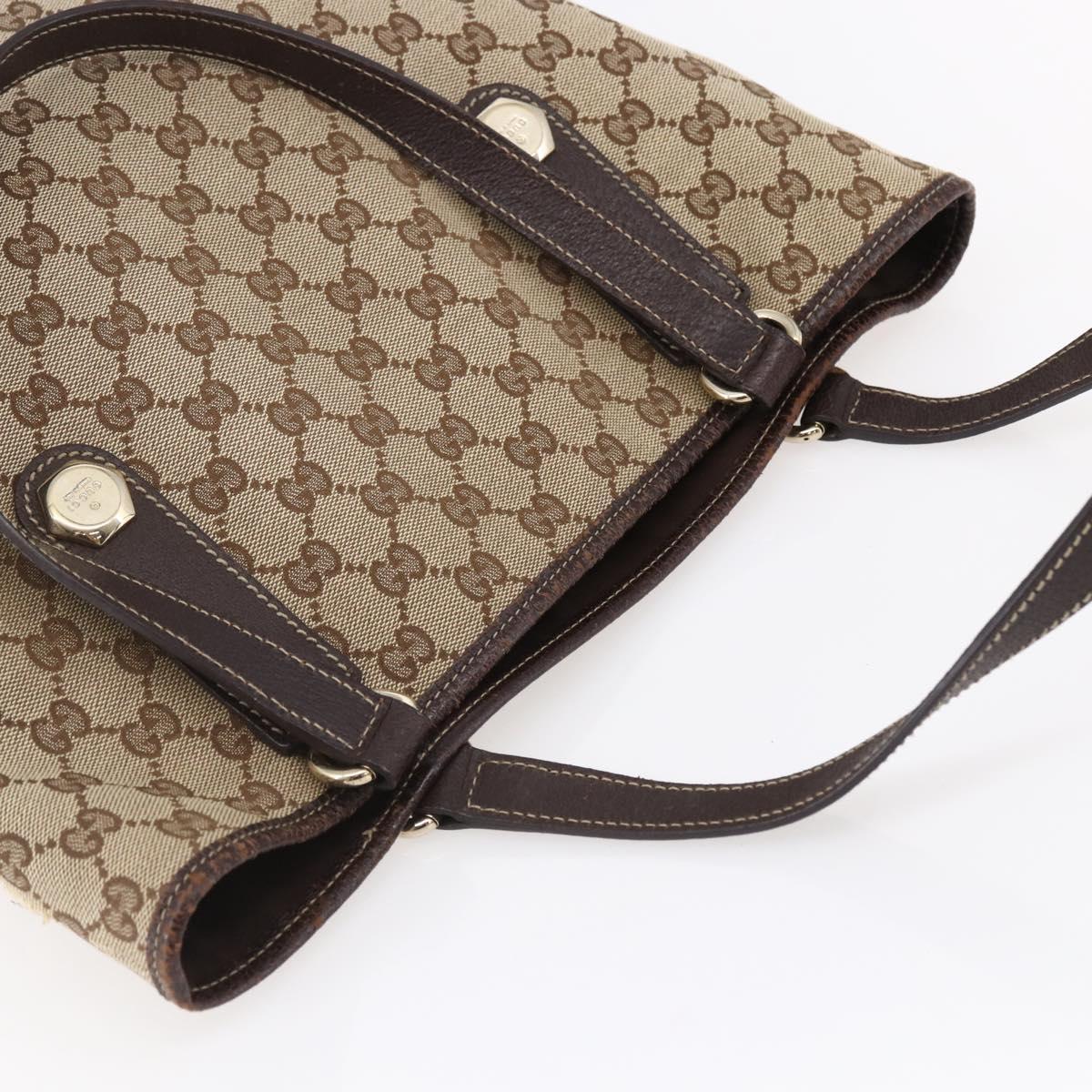GUCCI GG Canvas Tote Bag Beige Gold 153009 Auth 147489