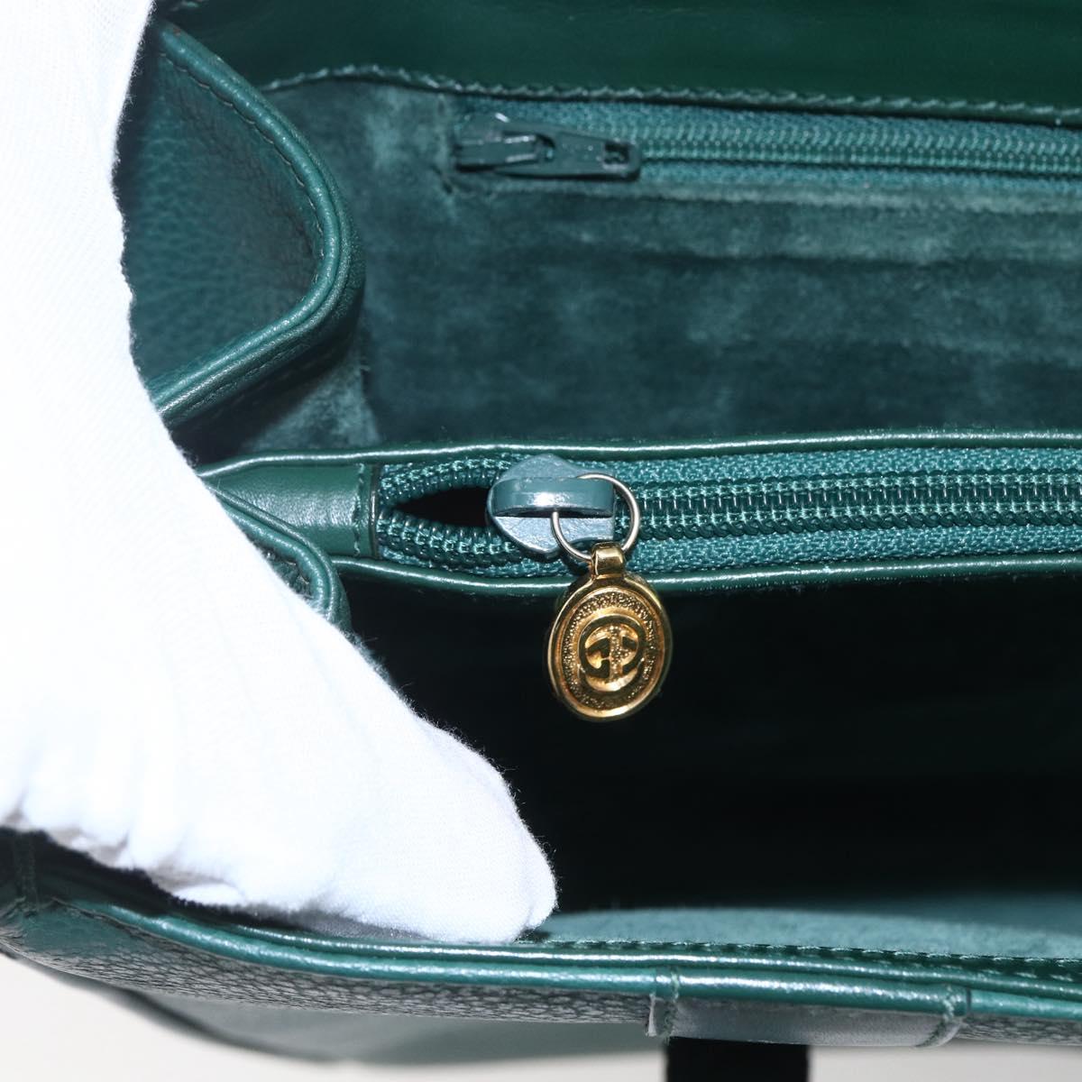 GUCCI Shoulder Bag Leather Green Gold 001 115 1199 Auth 147490