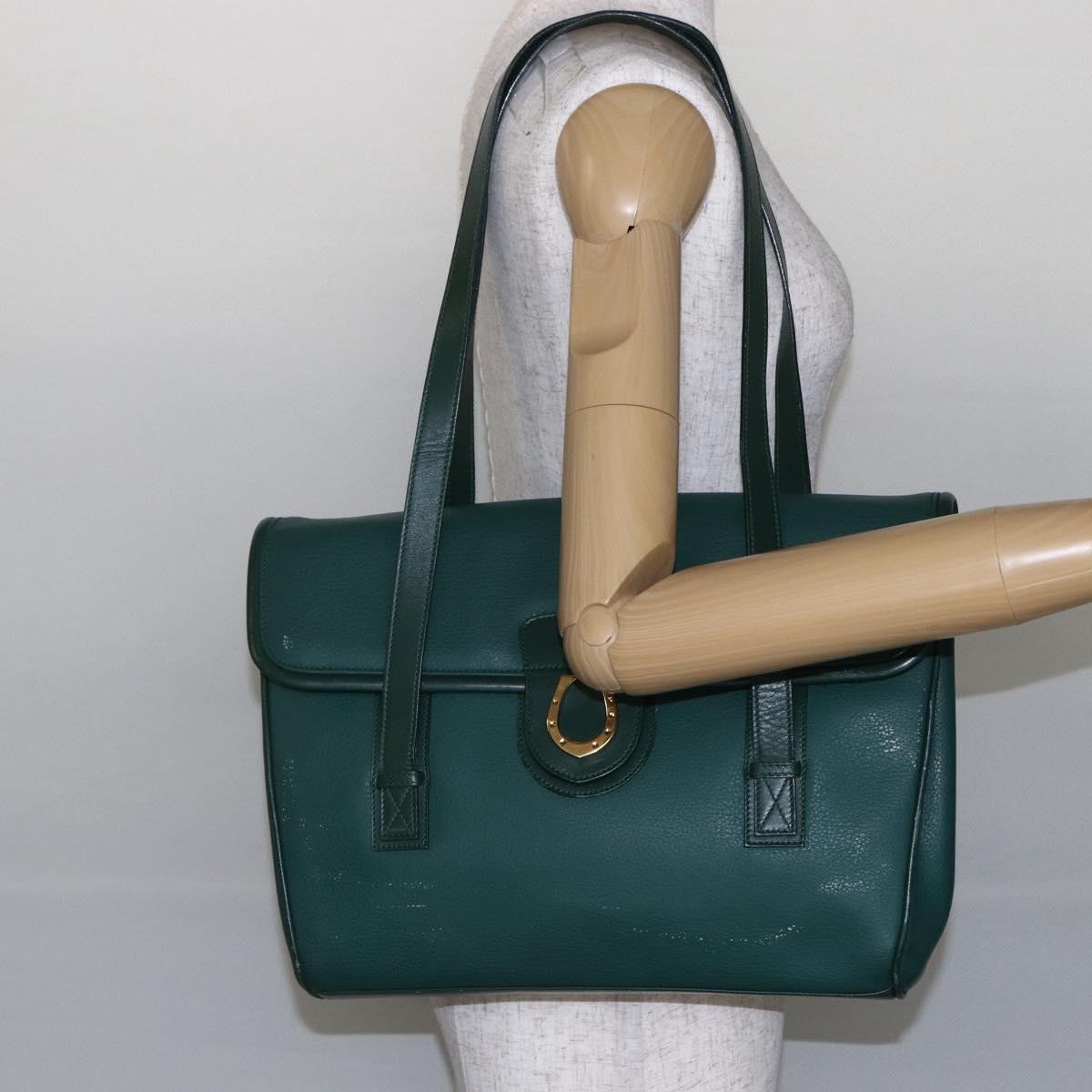 GUCCI Shoulder Bag Leather Green Gold 001 115 1199 Auth 147490