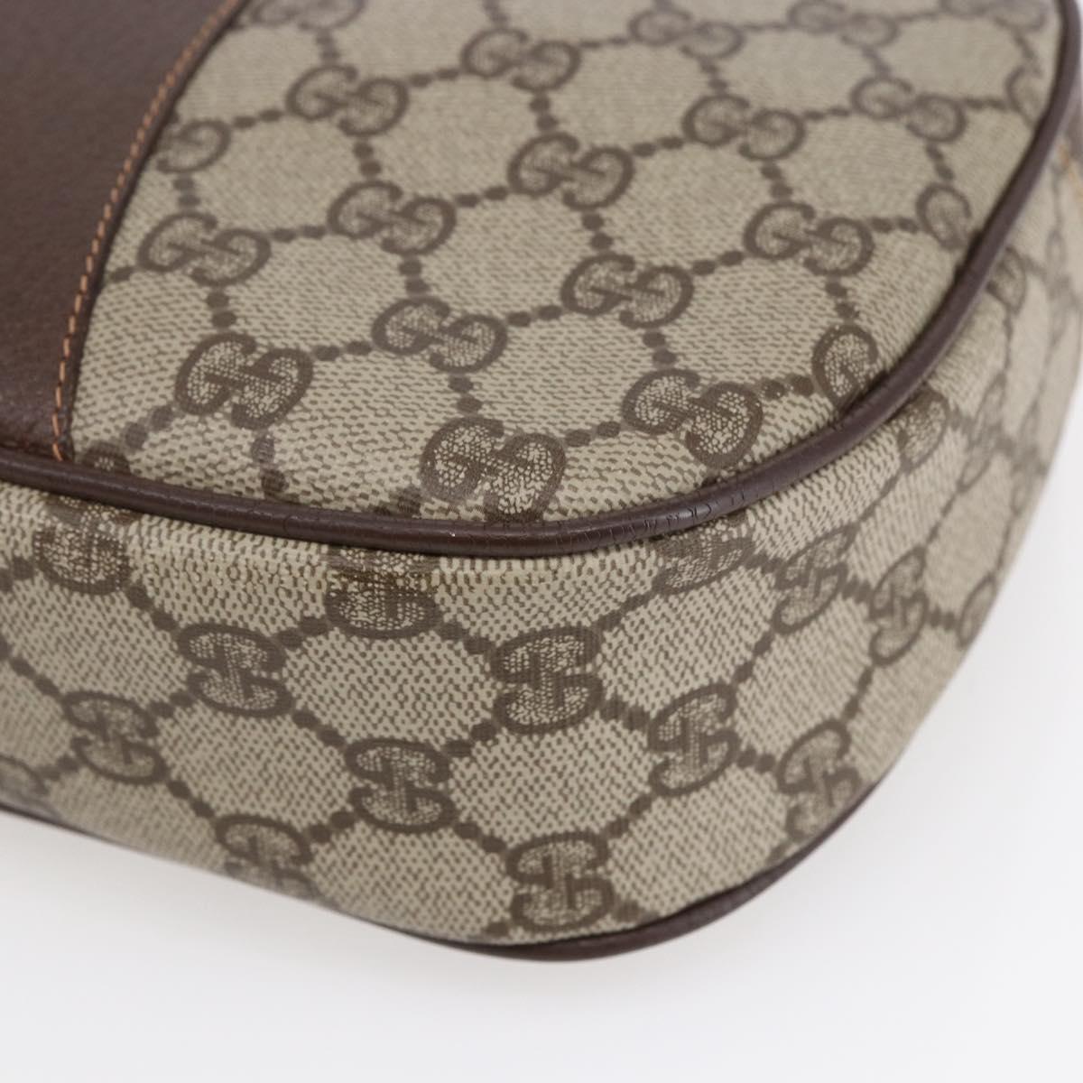 GUCCI GG Supreme Web Sherry Line Clutch Bag Beige Gold 156 01 034 Auth 147494