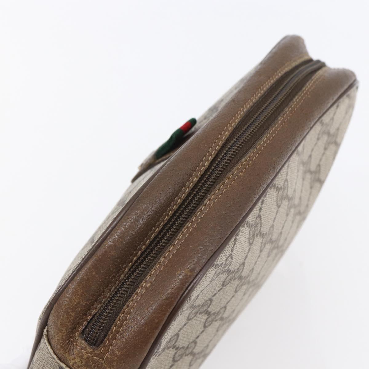 GUCCI GG Supreme Web Sherry Line Clutch Bag PVC Beige Gold 89 01 034 Auth 147495