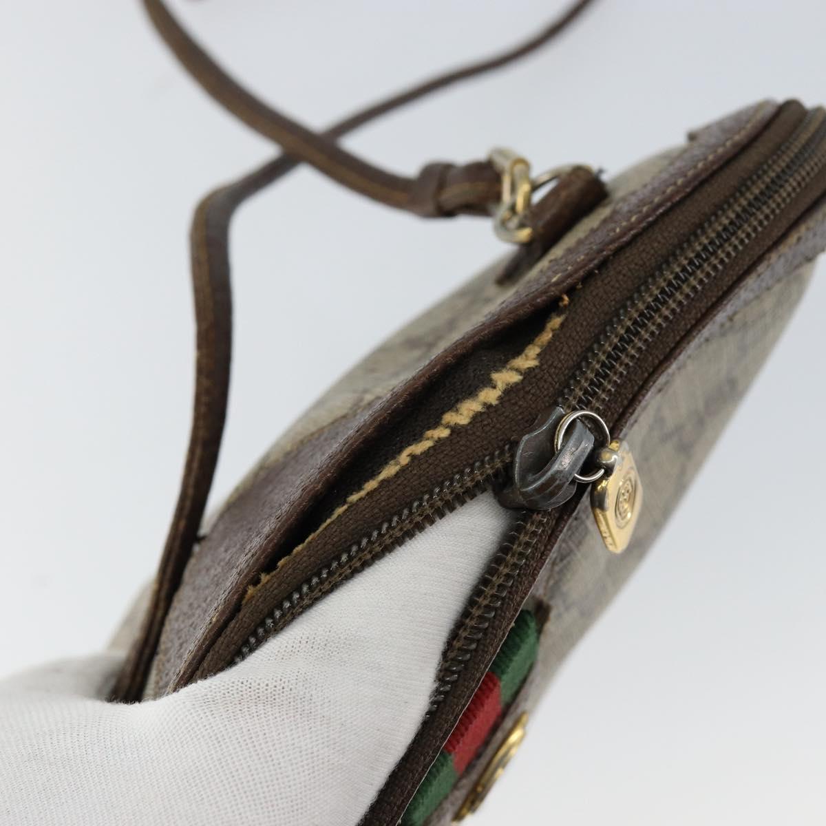 GUCCI GG Supreme Web Sherry Line Bag PVC Beige Gold 904 02 047 Auth 147496