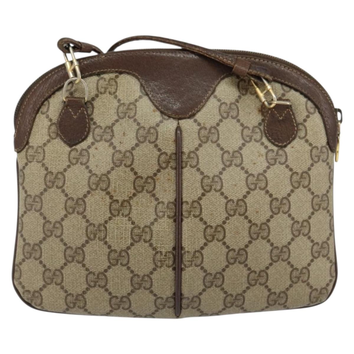 GUCCI GG Supreme Web Sherry Line Bag PVC Beige Gold 904 02 047 Auth 147496