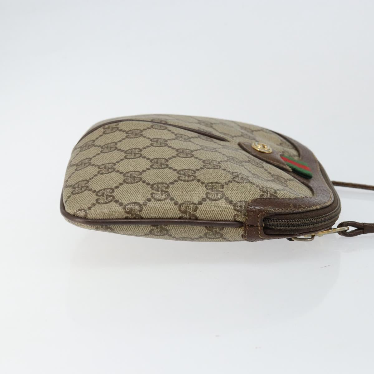 GUCCI GG Supreme Web Sherry Line Bag PVC Beige Gold 904 02 047 Auth 147496