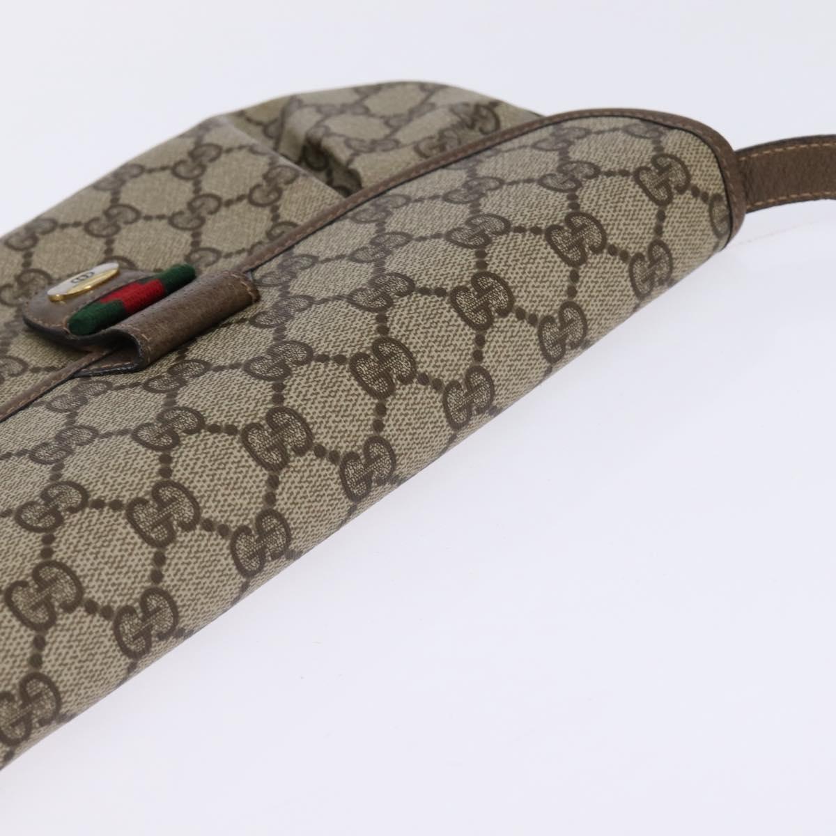 GUCCI GG Supreme Web Sherry Line Shoulder Bag PVC Beige 10 02 051 Auth 147497