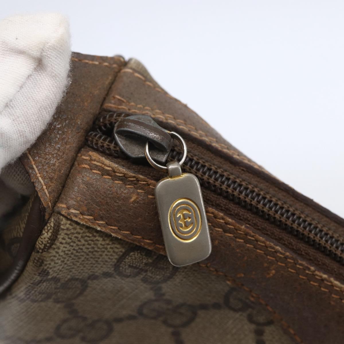 GUCCI GG Supreme Web Sherry Line Bag PVC Beige Gold 89 02 018 Auth 147498