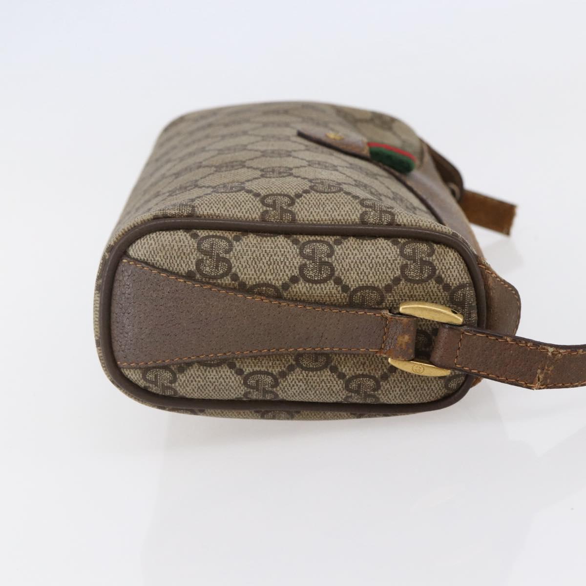 GUCCI GG Supreme Web Sherry Line Bag PVC Beige Gold 89 02 018 Auth 147498