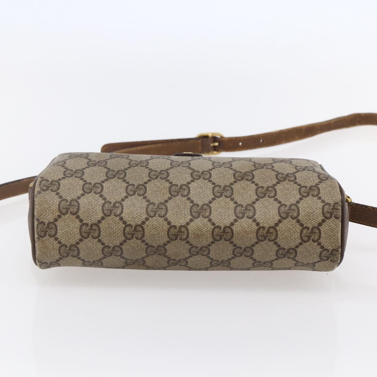 GUCCI GG Supreme Web Sherry Line Bag PVC Beige Gold 89 02 018 Auth 147498