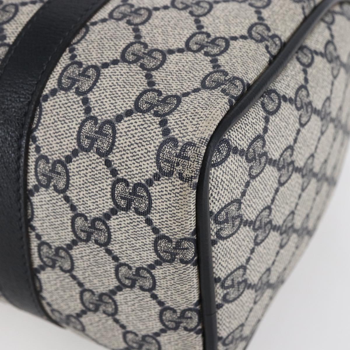 GUCCI GG Supreme Sherry Line Boston Bag PVC Navy Gold 40 3841 Auth 147499