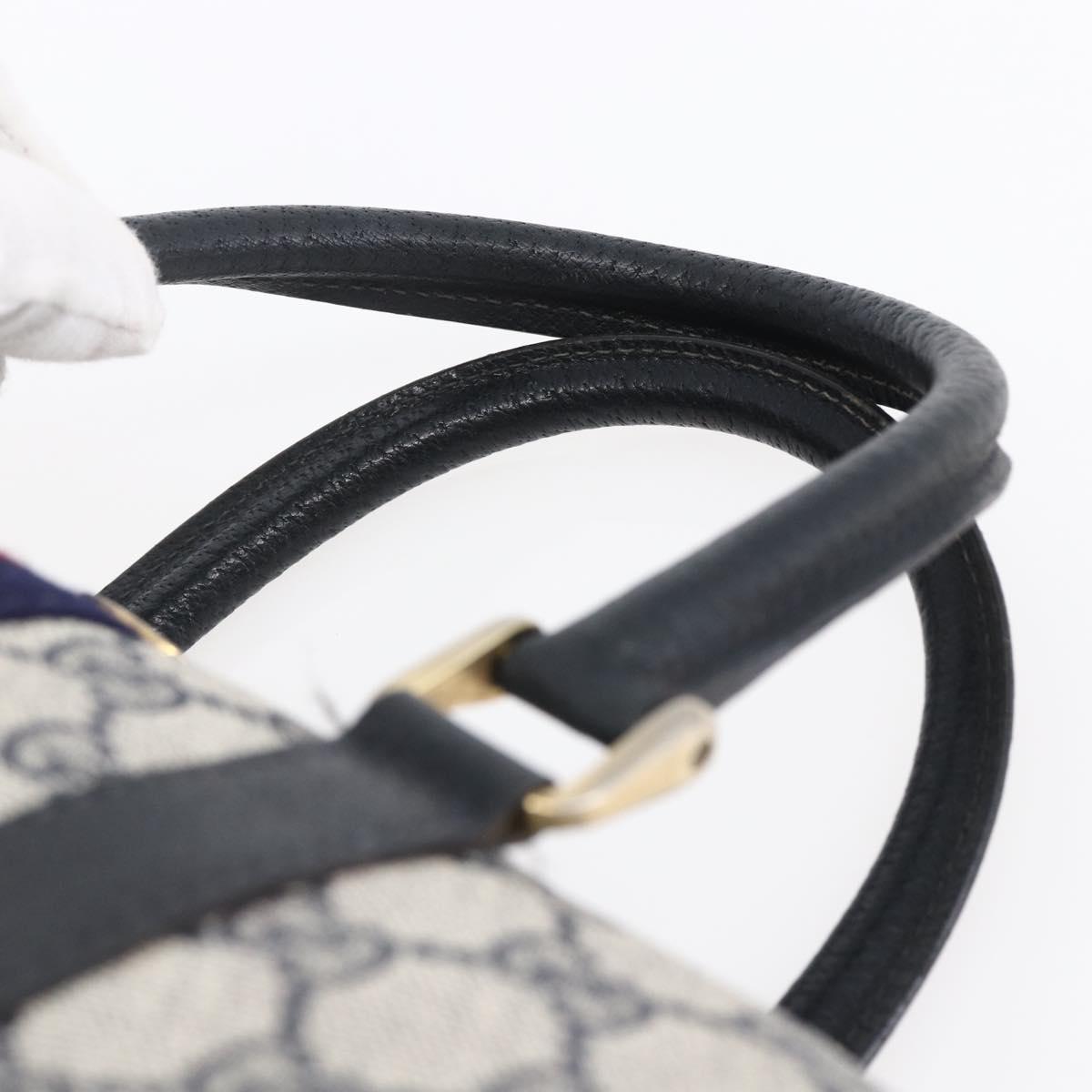 GUCCI GG Supreme Sherry Line Boston Bag PVC Navy Gold 40 3841 Auth 147499