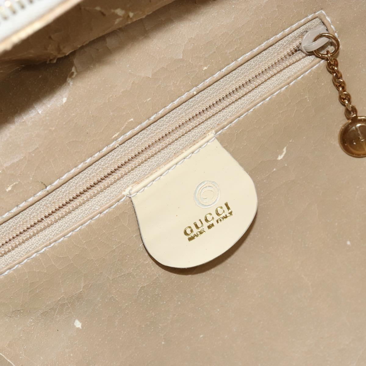 GUCCI Bamboo Hand Bag Enamel 2way Outlet White Gold 000 270 0323 Auth 147500