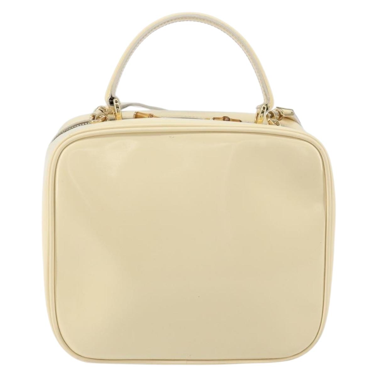 GUCCI Bamboo Hand Bag Enamel 2way Outlet White Gold 000 270 0323 Auth 147500