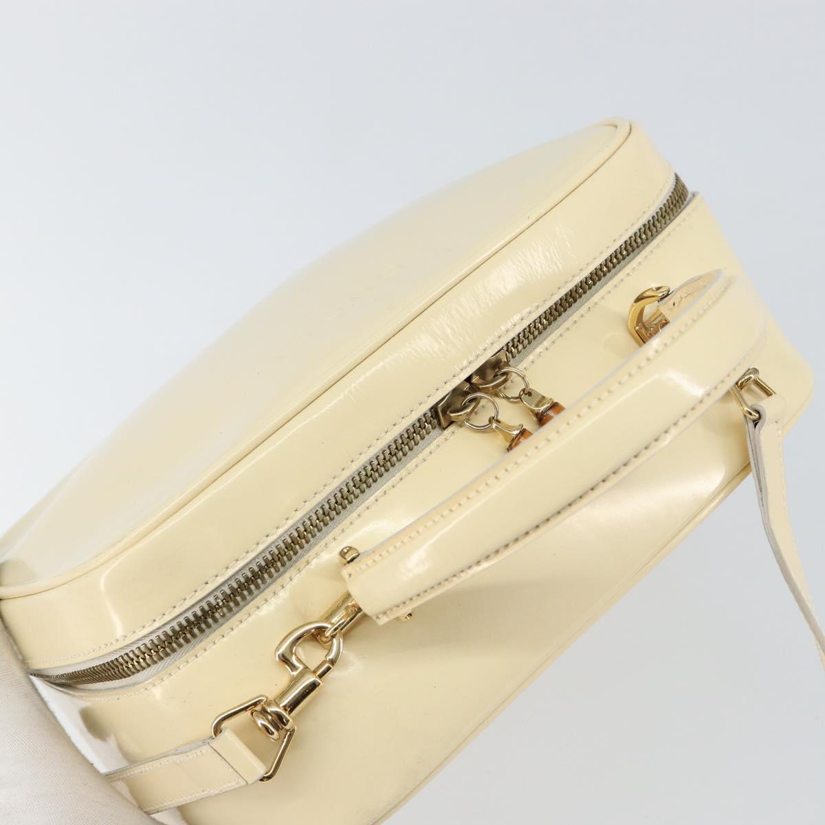 GUCCI Bamboo Hand Bag Enamel 2way Outlet White Gold 000 270 0323 Auth 147500