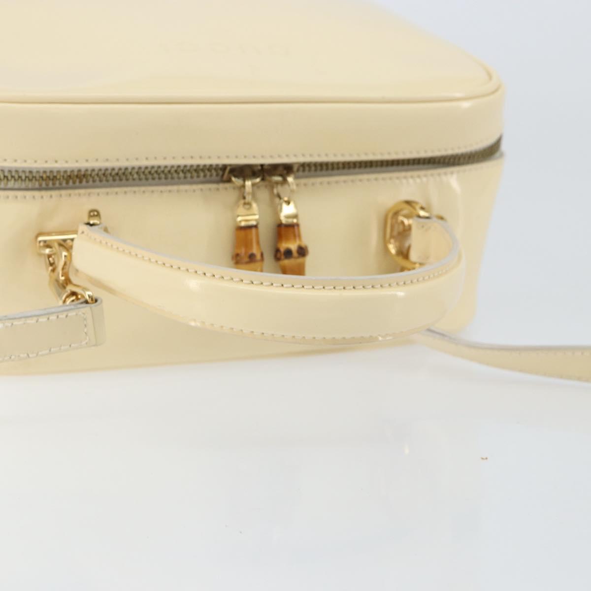 GUCCI Bamboo Hand Bag Enamel 2way Outlet White Gold 000 270 0323 Auth 147500