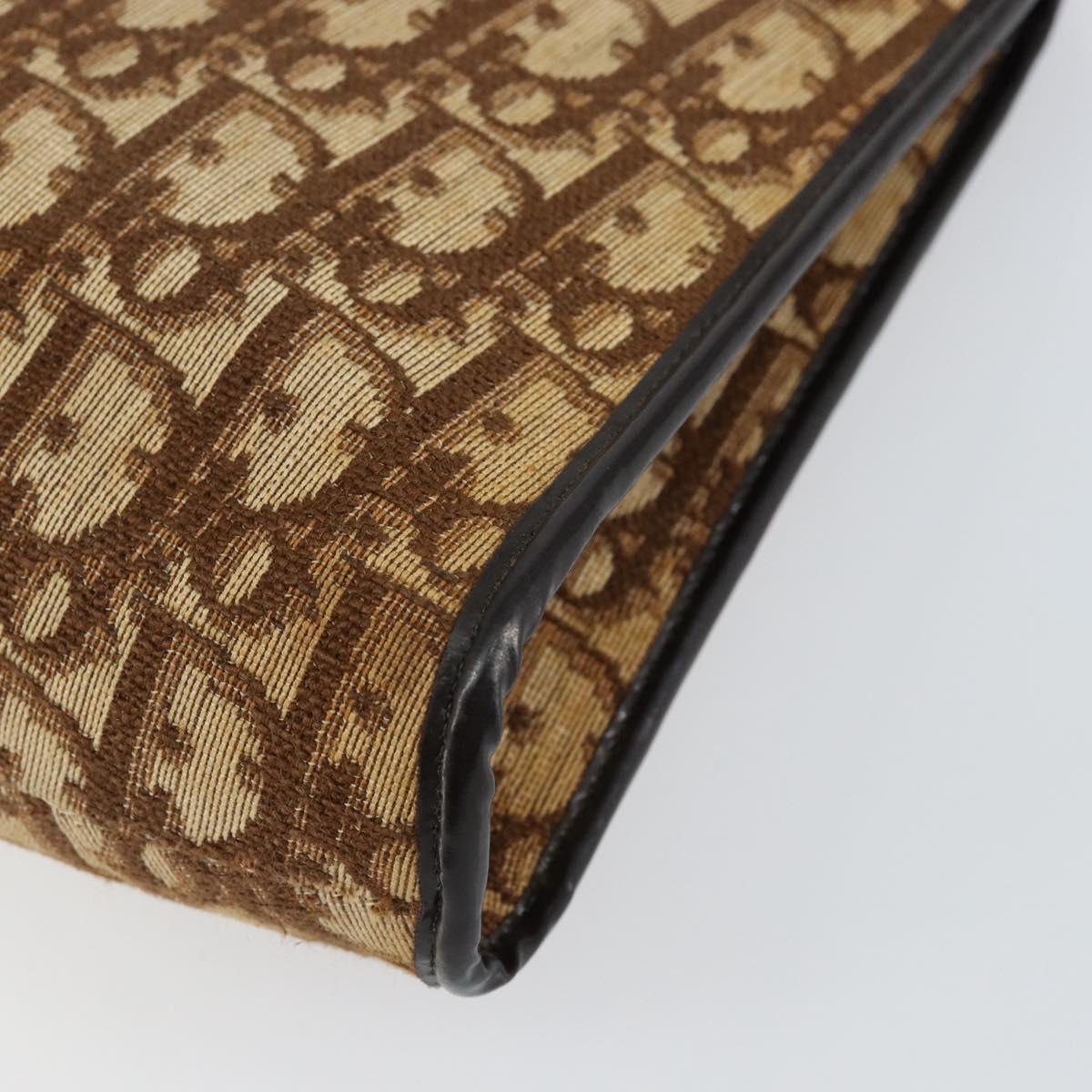 Christian Dior Trotter Canvas Shoulder Bag Brown Gold Auth 147503