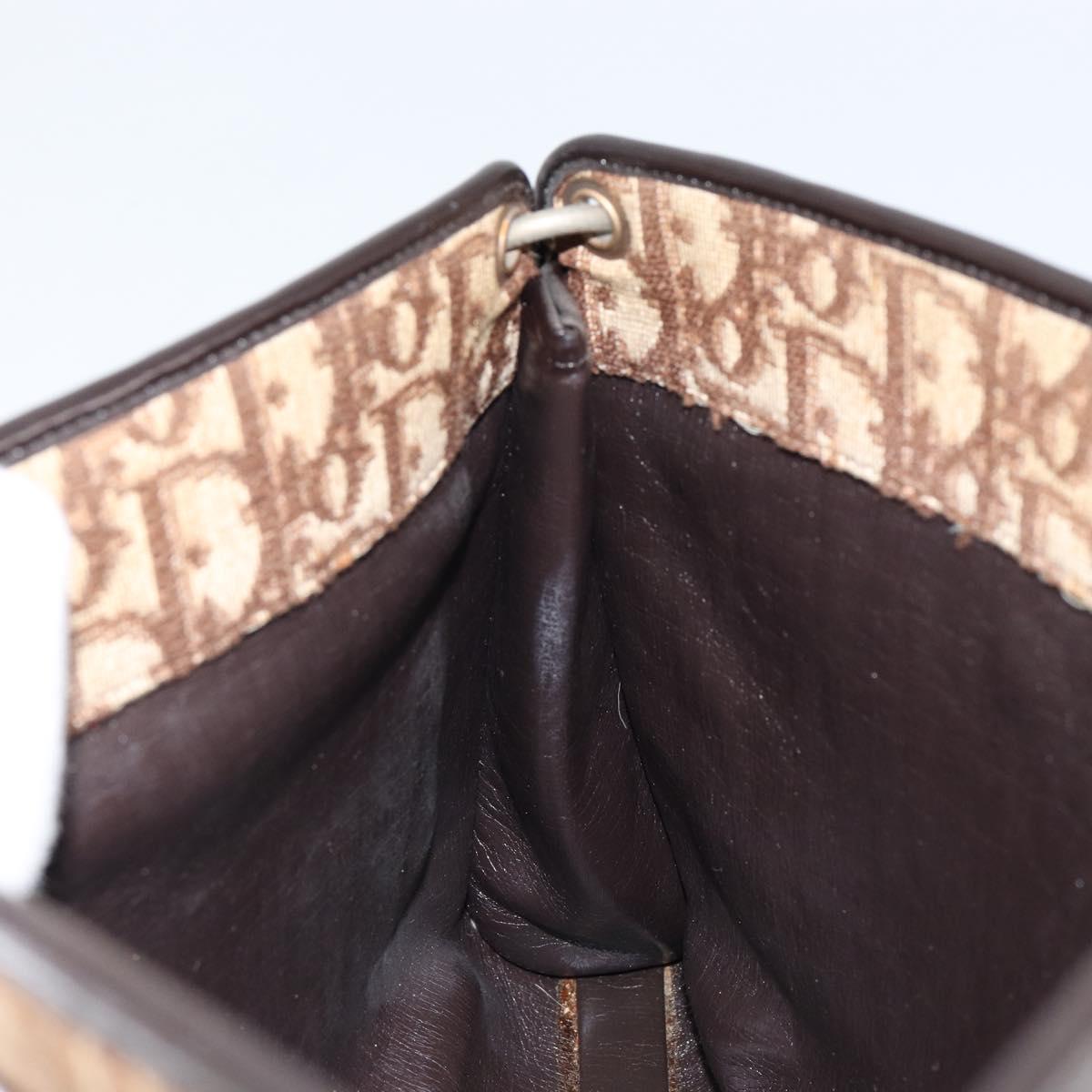 Christian Dior Trotter Canvas Shoulder Bag Brown Gold Auth 147503