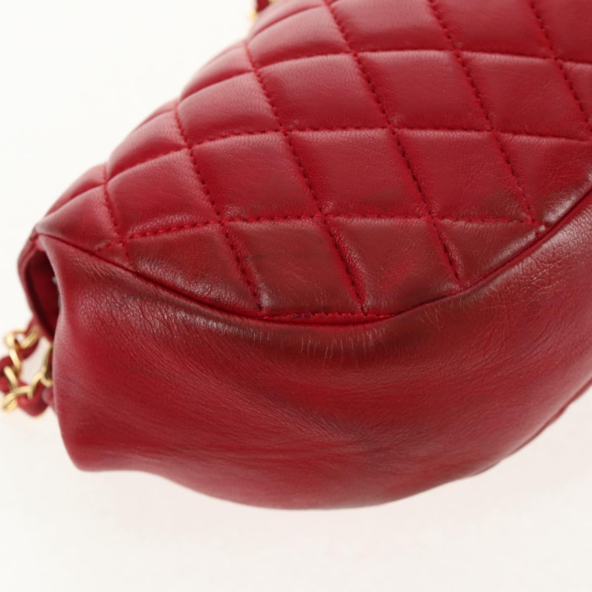 BALLY Chain Shoulder Bag Leather Red Gold Auth 147504