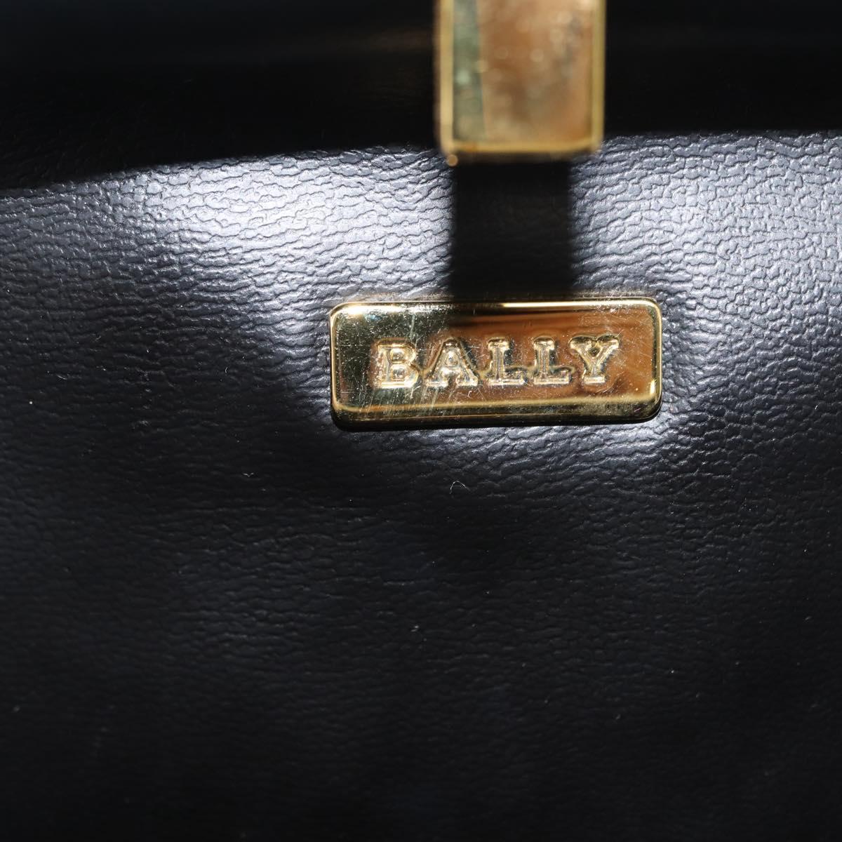 BALLY Hand Bag Leather 2way White Gold Auth 147505