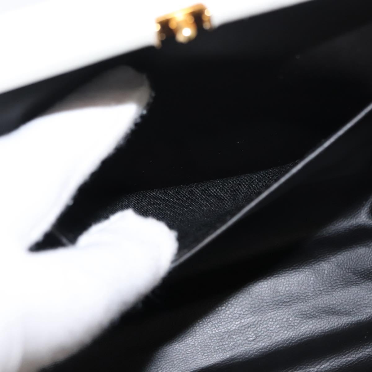 BALLY Hand Bag Leather 2way White Gold Auth 147505