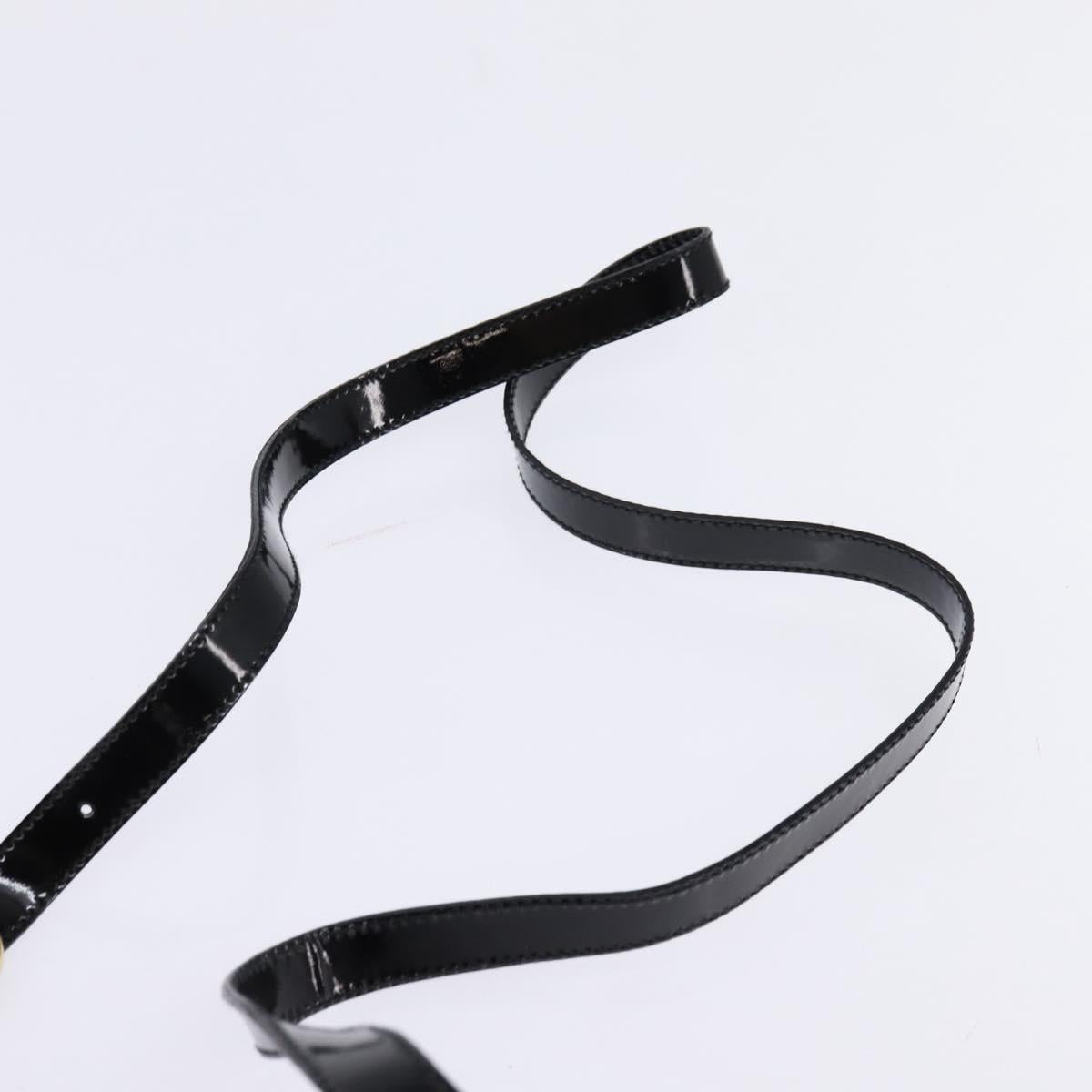 Salvatore Ferragamo Vala Hand Bag Enamel 2way Black Gold Auth 147507