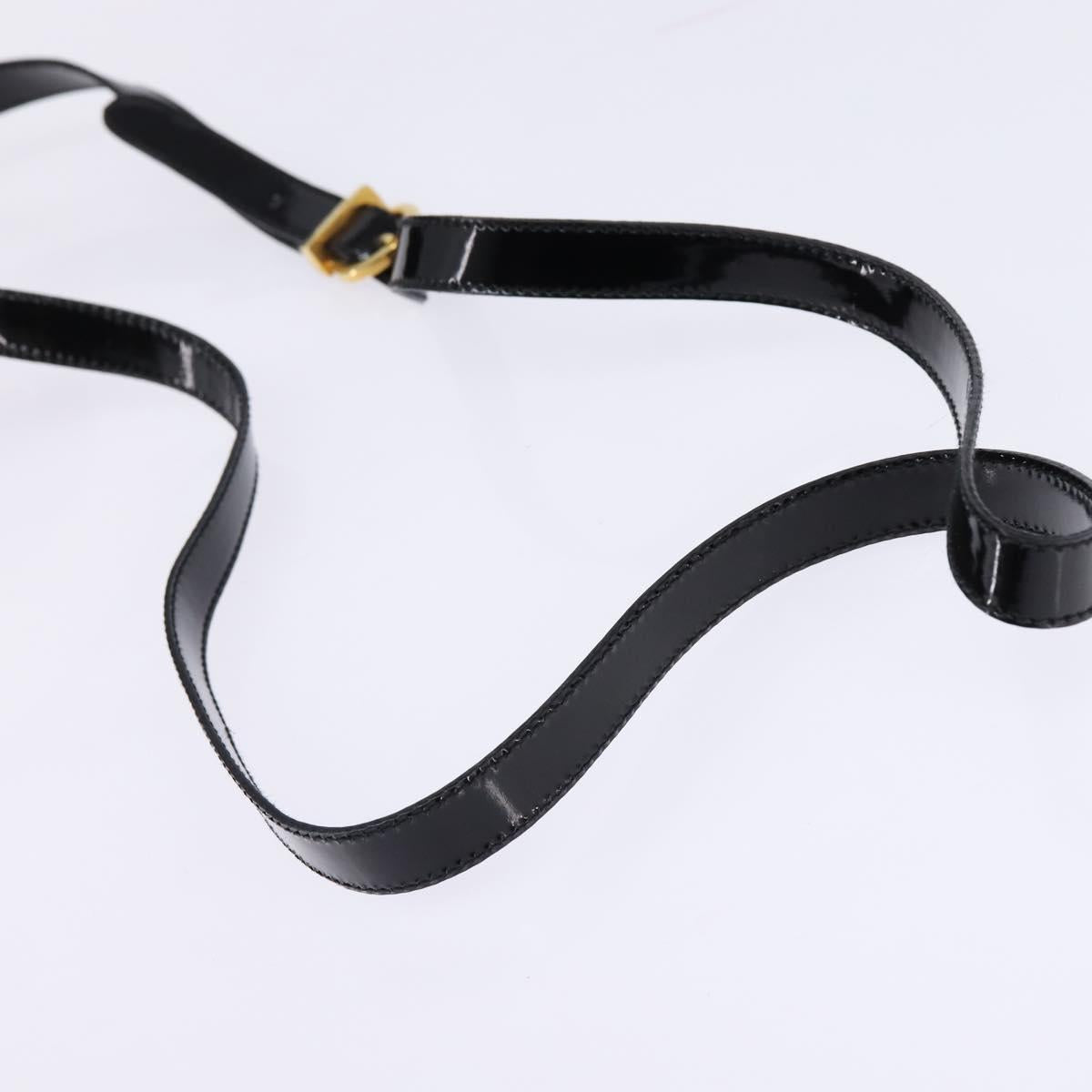 Salvatore Ferragamo Vala Hand Bag Enamel 2way Black Gold Auth 147507