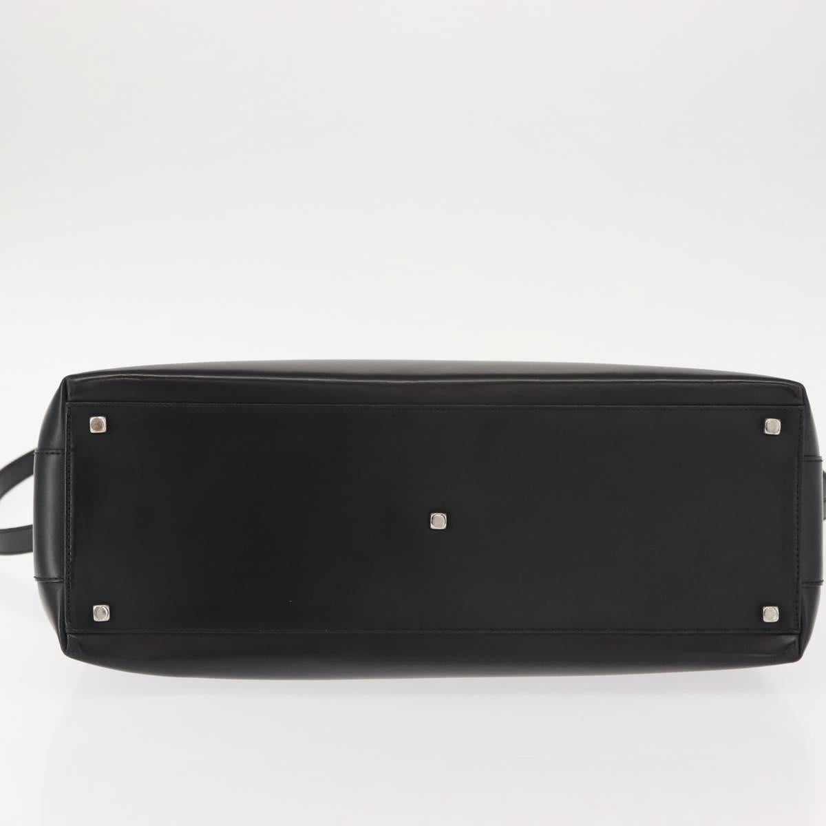 Salvatore Ferragamo Gancini Hand Bag Leather 2way Black Silver Auth 147509