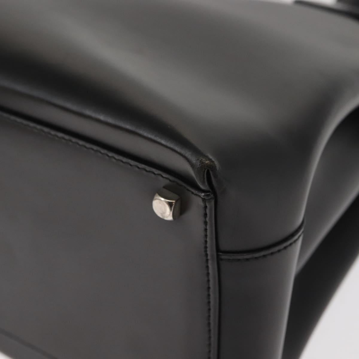 Salvatore Ferragamo Gancini Hand Bag Leather 2way Black Silver Auth 147509