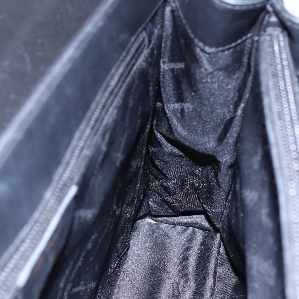 Salvatore Ferragamo Gancini Hand Bag Leather 2way Black Gold Auth 147510