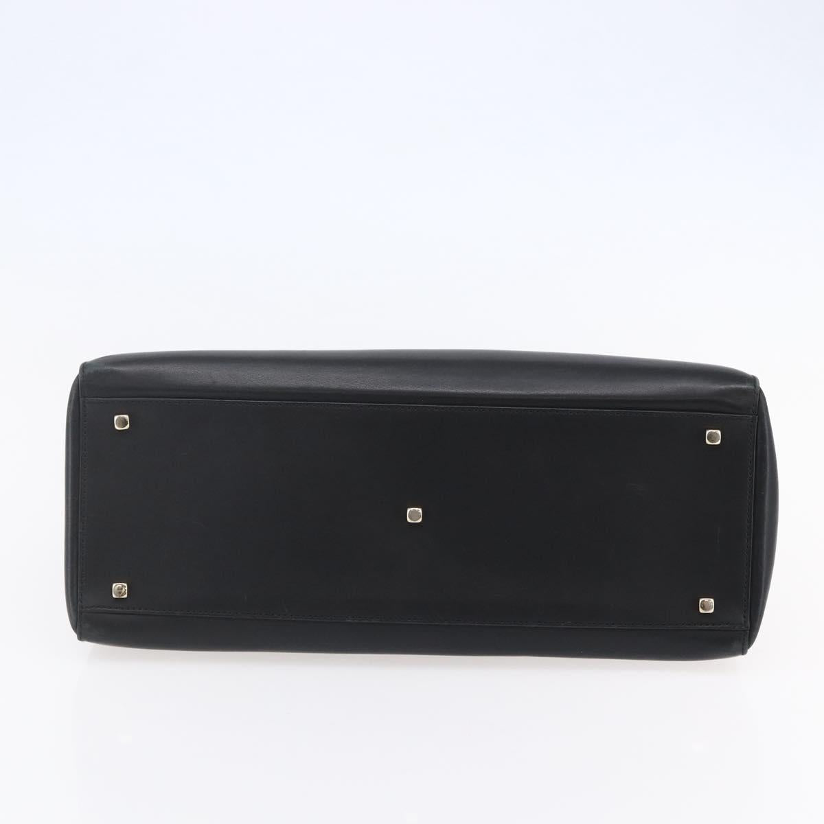 Salvatore Ferragamo Gancini Hand Bag Leather 2way Black Gold Auth 147510