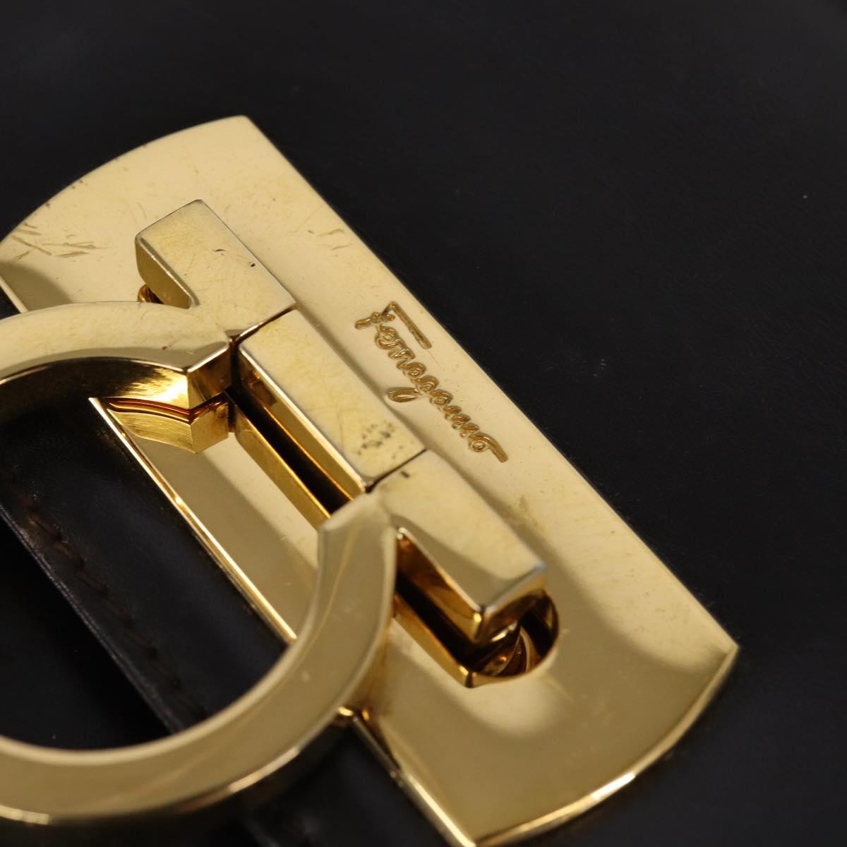 Salvatore Ferragamo Gancini Hand Bag Leather 2way Brown Gold Auth 147511