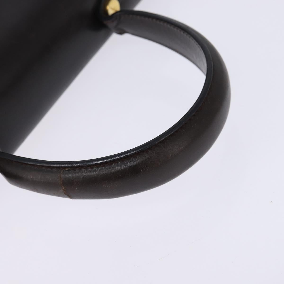 Salvatore Ferragamo Gancini Hand Bag Leather 2way Brown Gold Auth 147511