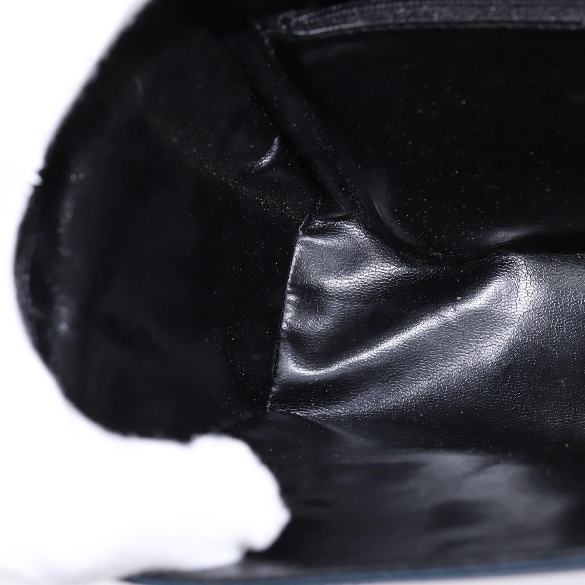 Salvatore Ferragamo Gancini Chain Shoulder Bag Leather Navy Gold Auth 147512