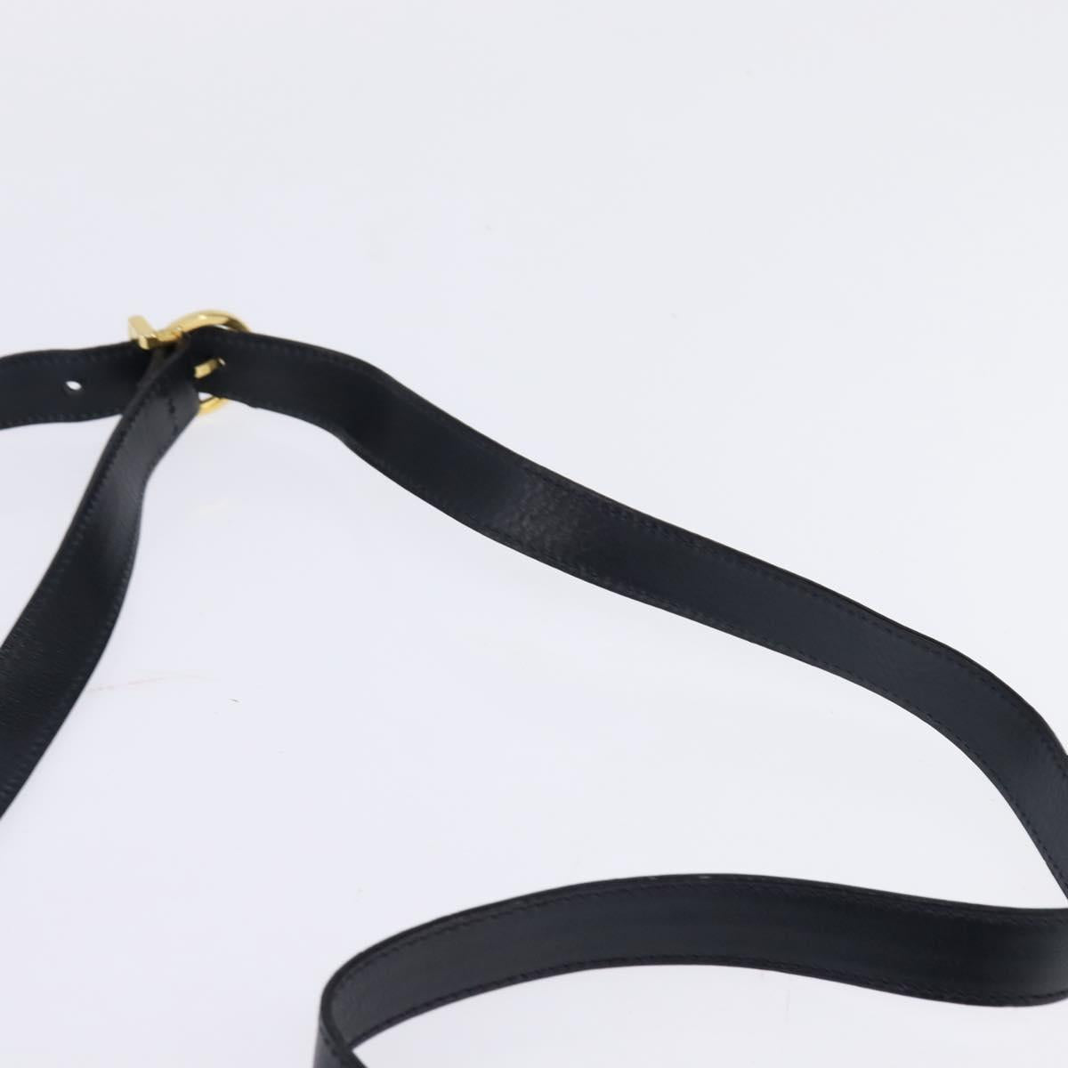 Salvatore Ferragamo Gancini Chain Shoulder Bag Leather Navy Gold Auth 147512