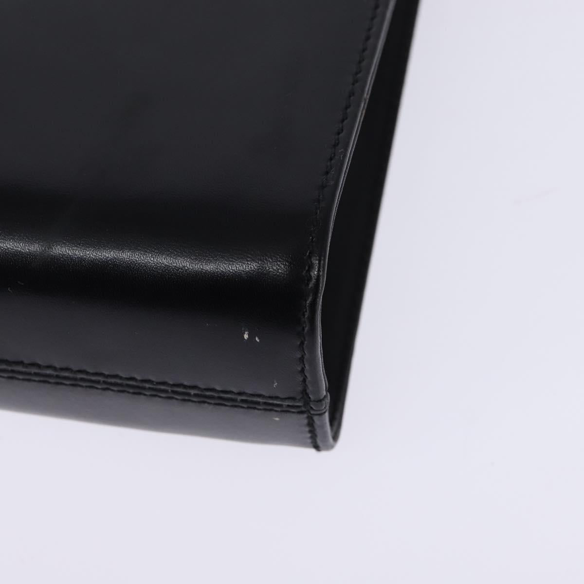 Salvatore Ferragamo Gancini Chain Hand Bag Leather Black Gold Auth 147513