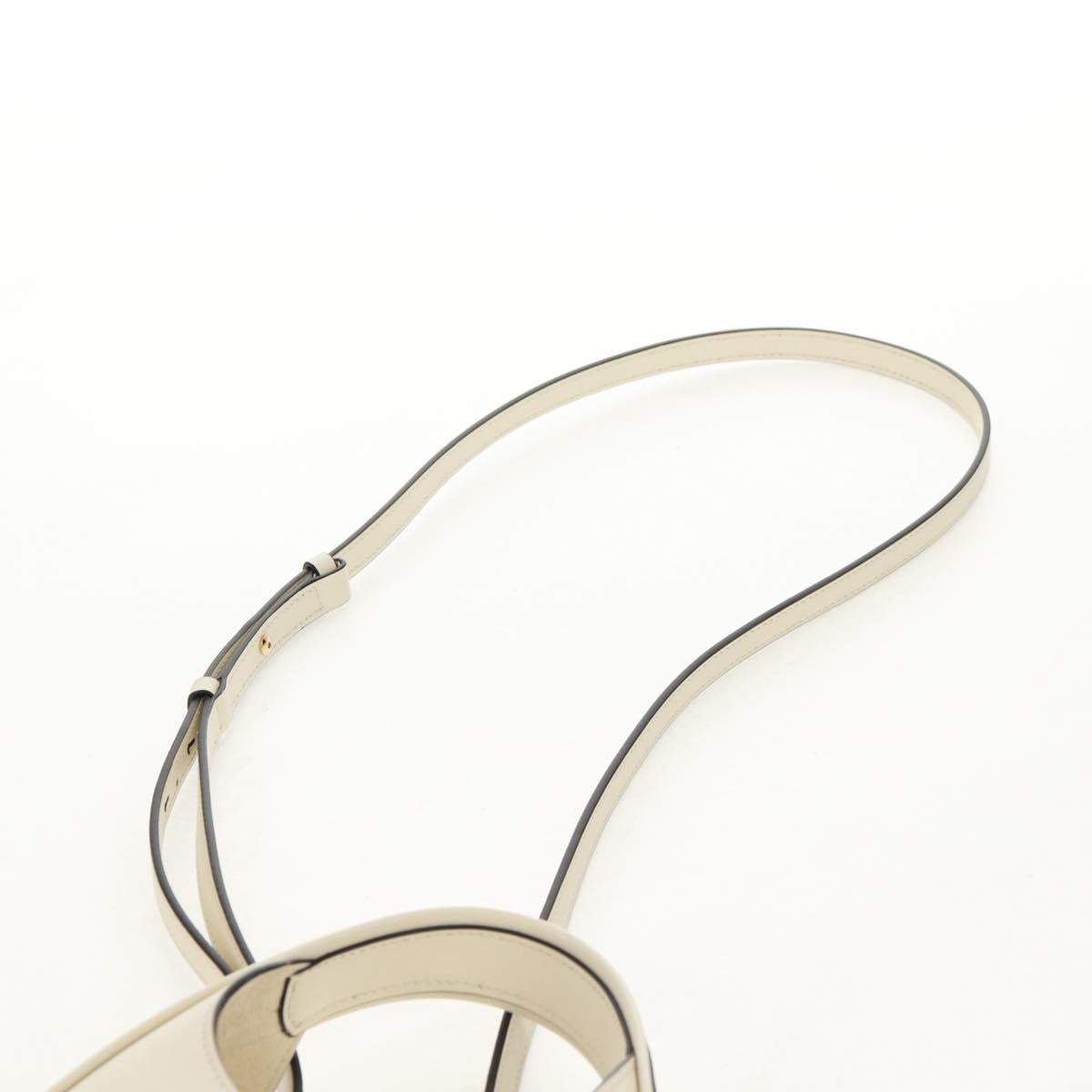 Salvatore Ferragamo Gancini Hand Bag Leather 2way White Gold Auth 147514M