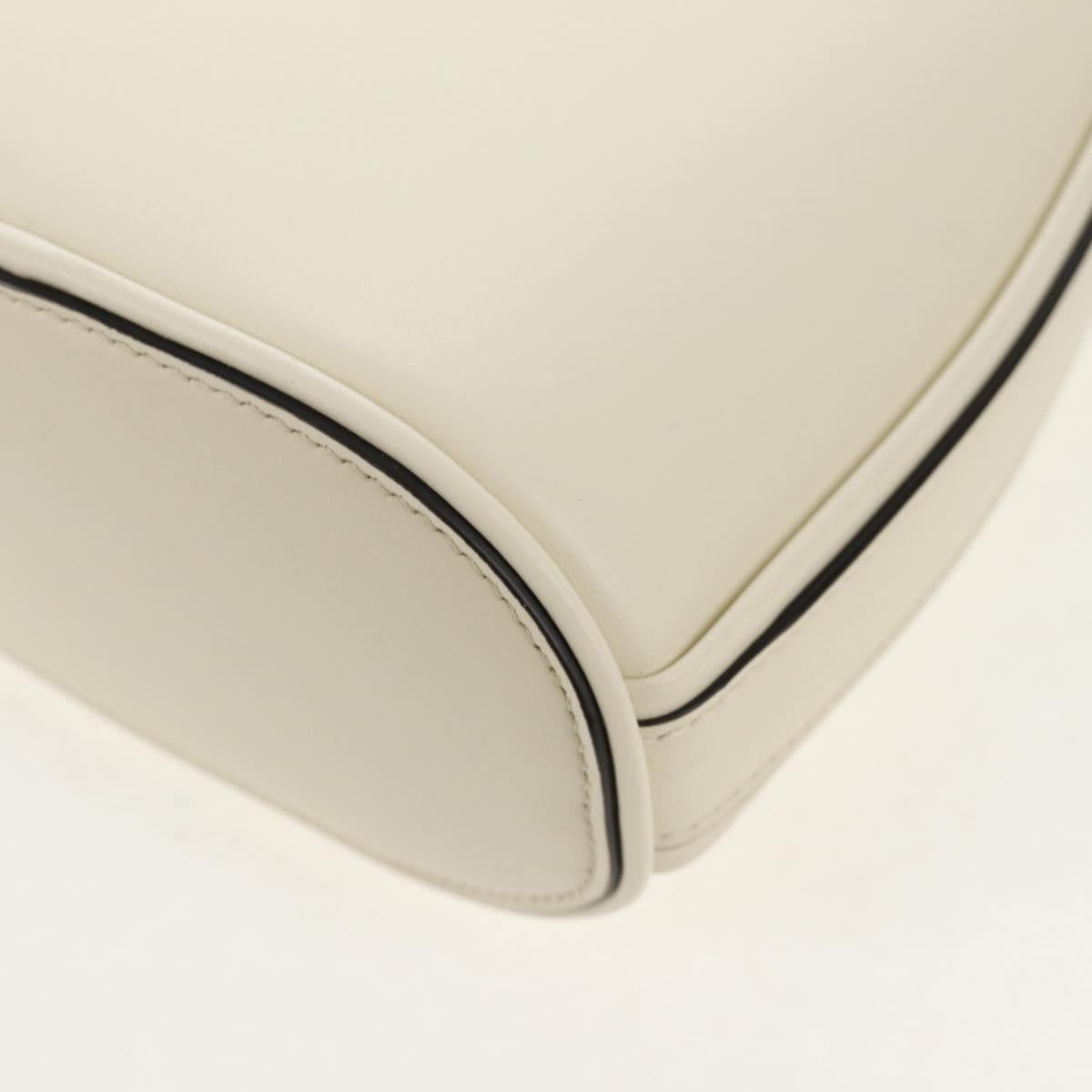 Salvatore Ferragamo Gancini Hand Bag Leather 2way White Gold Auth 147514M