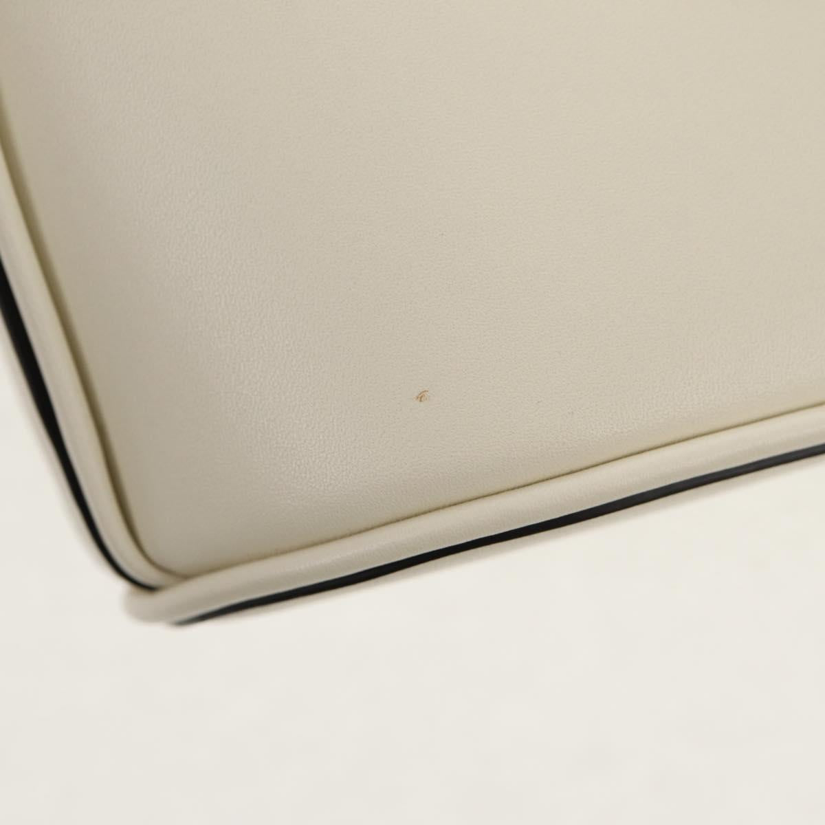 Salvatore Ferragamo Gancini Hand Bag Leather 2way White Gold Auth 147514M