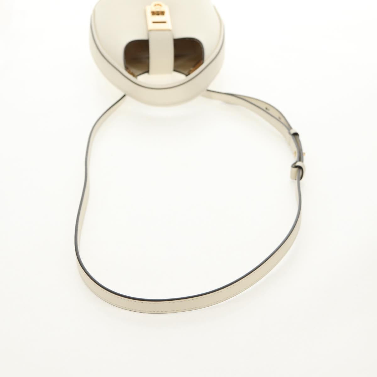 Salvatore Ferragamo Gancini Hand Bag Leather 2way White Gold Auth 147514M