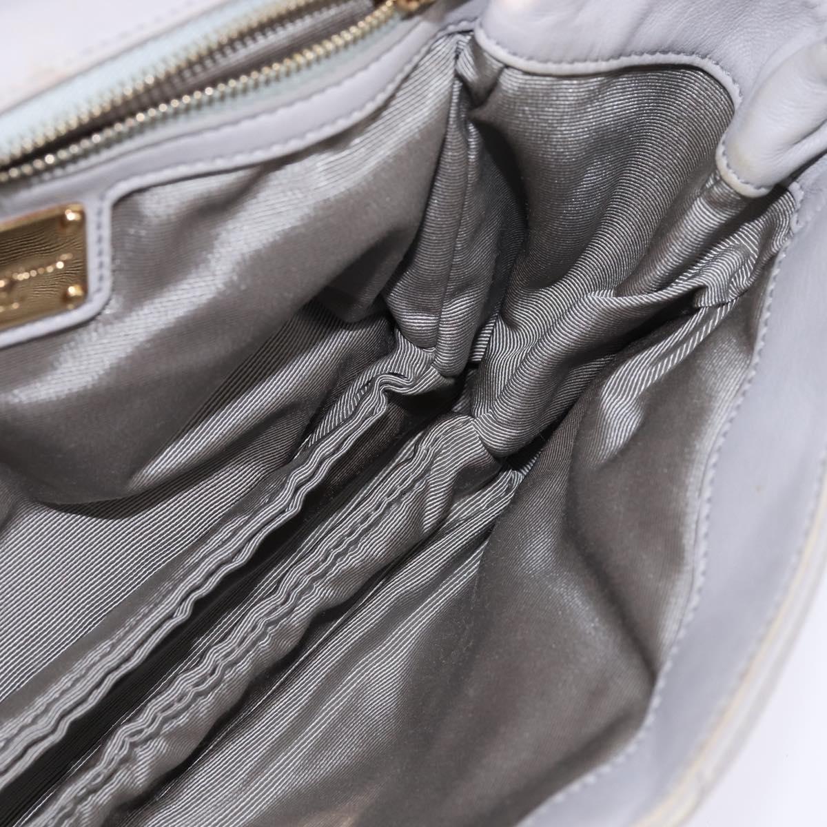 Salvatore Ferragamo Chain Vala Shoulder Bag Leather Gray Gold Auth 147515